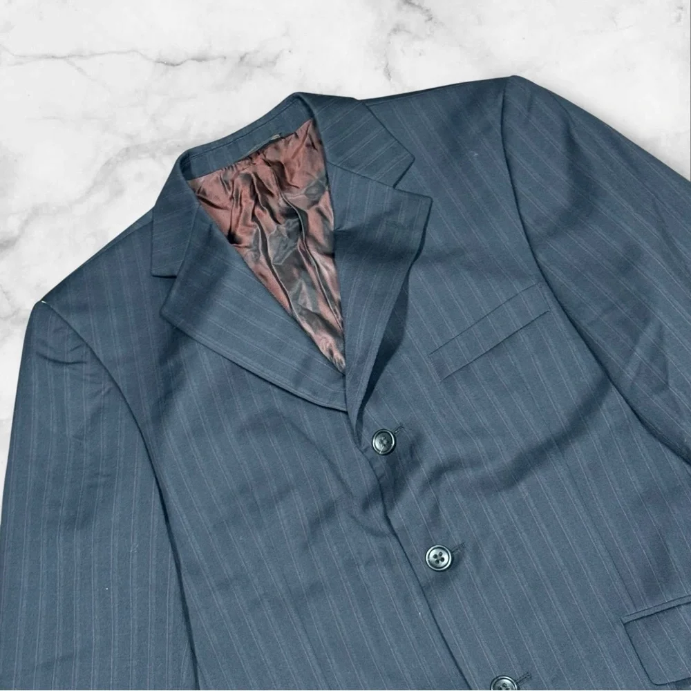 Banana Republic Modern Fit Pinstripe Jacket Mens Sz 38S 3 Button Grey Blue‎